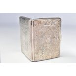 A LATE VICTORIAN SILVER CARD CASE OF RECTANGULAR FORM, foliate and geometric engraved decoration