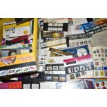 LARGE COLLECTION OF STAMPS IN YELLOW BOX, main value in approximately seventy GB presentation packs,