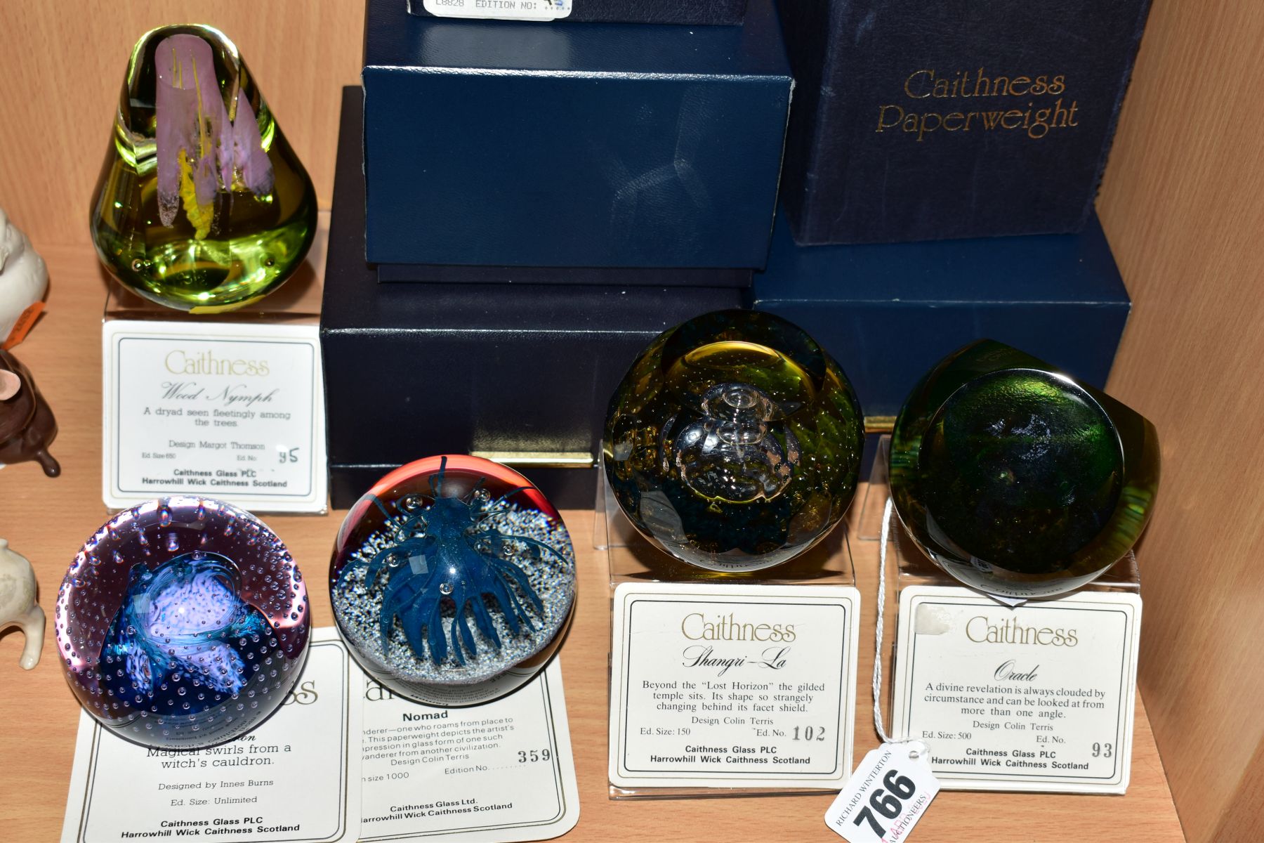 FOUR BOXED CAITHNESS LIMITED EDITION PAPERWEIGHTS, 'Oracle' No93/500, 'Shangri-La' No102/150, '