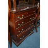 A LATE 19TH/EARLY 20TH CENTURY MAHOGANY AND INLAID CHEST OF FOUR GRADUATED DRAWERS, width 64cm x