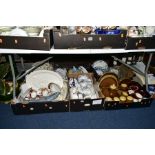 SIX BOXES AND LOOSE CERAMICS, GLASS, ETC, to include Noritake 'Folkstone' dinner wares, jardiniere