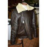 A MENS WWII STYLE FLYING JACKET, by J.F.Collection, genuine Shearling leather with YKK brass zip
