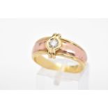 A GENTLEMAN'S DIAMOND RING, designed as a brilliant cut diamond in a raised collet setting to the