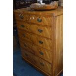 A LATE VICTORIAN SATINWOOD CHEST OF TWO SHORT AND FOUR LONG GRADUATED DRAWERS with foliate brass