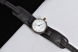 A SILVER BORGEL CASED WATCH HEAD, white enamel dial with Roman numeral hour markers and subsidiary