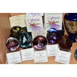 SIX BOXED CAITHNESS LIMITED EDITION PAPERWEIGHTS, 'Mirage' No 170/500, 'Flight' No 224/750, '