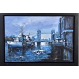 CSILLA ORBAN (HUNGARY 1961) 'HMS BELFAST', a London cityscape signed bottom right, acrylic on