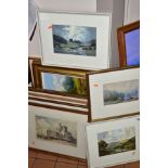 LATE 19TH AND 20TH CENTURY WATERCOLOURS to include a pair of landscapes by Ebenezer John Woods