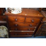 A VICTORIAN WALNUT CHEST OF TWO SHORT AND THREE LONG DRAWERS, width 99cm x depth 47cm x height 103cm
