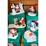 FIVE BOXED COALPORT LIMITED EDITION FATHER CHRISTMAS CHARACTER FIGURES, 'Line Dancing' No.2083/3000,