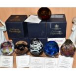 SIX BOXED CAITHNESS LIMITED EDITION PAPERWEIGHTS, '20,000 Leagues' No.413/500, 'Labyrinth' No.125/