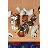 A GROUP OF ANIMAL ORNAMENTS, comprising Royal Crown Derby limited edition 'Marmaduke' cat