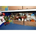 SIX BOXES AND LOOSE OF KITCHENALIA AND SUNDRY ITEMS, including three sets of weighing scales,