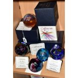 FIVE BOXED CAITHNESS LIMITED EDITION PAPERWEIGHTS, 'Starburst' No 222/500, 'Star Beacon' No 67/