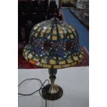 A TIFFANY STYLE TABLE LAMP, with double light fittings, diameter 41cm x height 65cm