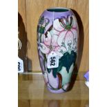 A MOORCROFT POTTERY VASE, 'Blackeney Mallow' pattern, impressed and painted backstamp 2001, with a