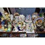 SIX BOXES AND LOOSE CERAMICS, ORNAMENTS etc, to include modern Oriental, floral ornaments, etc