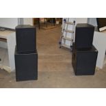 A SHERMANN AUDIO PA SPEAKER SYSTEM including two 12'' sub bass cabinets with handles and two Speakon