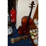 A B & H 400 STUDENTS CELLO, with label 'Made in Czechoslovakia', needs some attention and a oriental