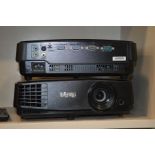 TWO BENQ DLP PROJECTOR with 2 VGA, USB and S video inputs (two remotes)