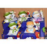 FIVE BOXED COALPORT LIMITED EDITION THE SNOWMAN CHARACTER JUGS, 'Safe Landing' No221/300, signed, '