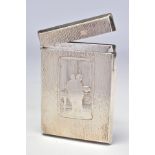 AN EDWARDIAN SILVER CARD CASE OF RECTANGULAR FORM, textured finish surrounding a vacant shield