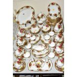 ROYAL ALBERT 'OLD COUNTRY ROSES' TEA AND DINNERWARES, to include meat platters, teapot, gravy boat