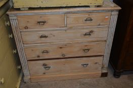 AN EDWARDIAN PAINTED SATINWOOD CHEST OF TWO SHORT AND THREE LONG DRAWERS, width 117cm x depth 53cm x