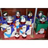 NINE COALPORT THE SNOWMAN CHARACTER GLITTER/SNOW GLOBES, (seven boxed), two limited edition '