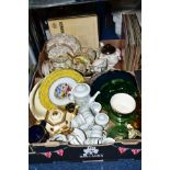 TWO BOXES OF CERAMICS AND GLASSWARE, etc, to include Czechoslovakian Josefina Loucky coffee set,