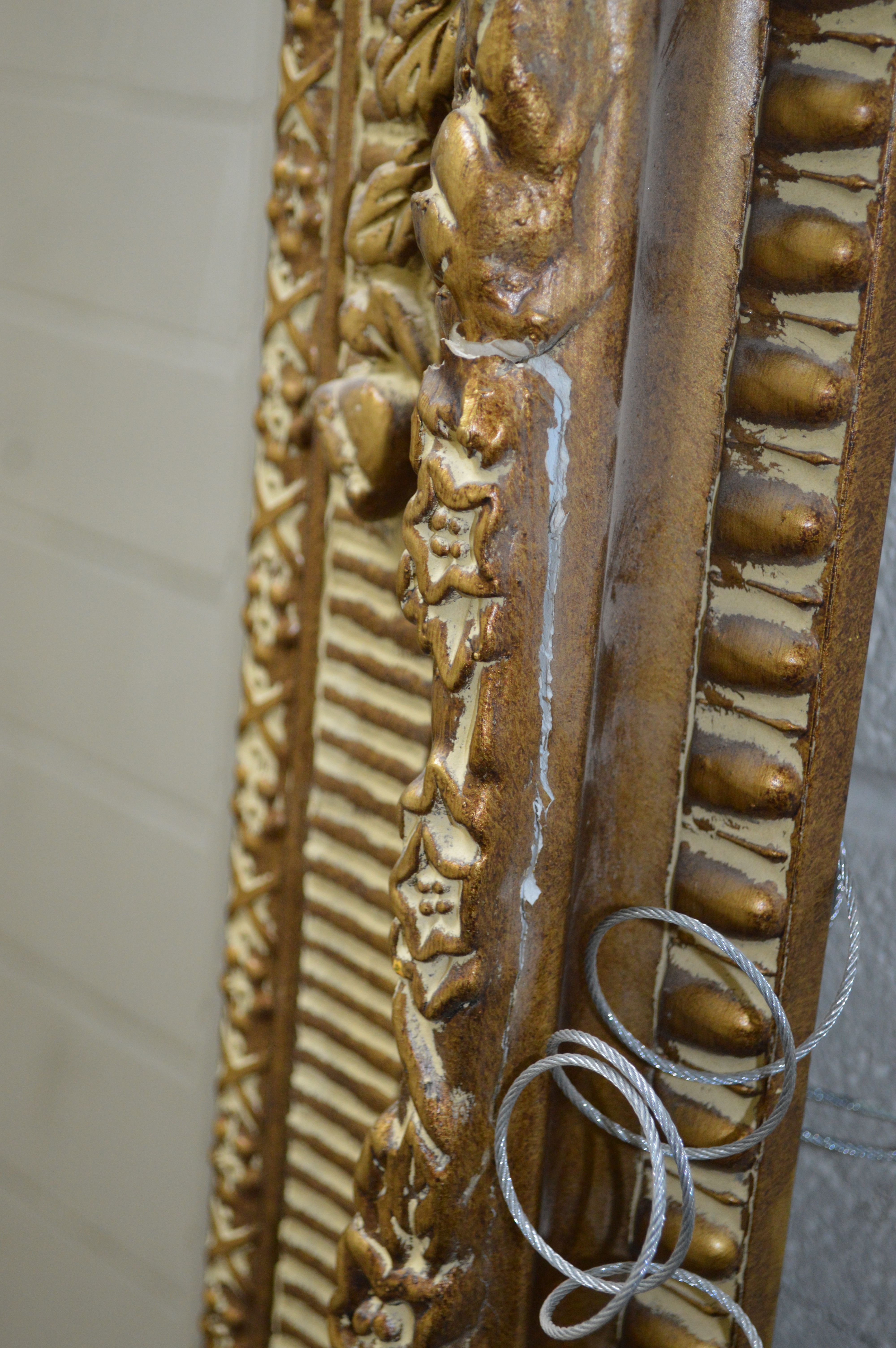 A LARGE LATE 20TH CENTURY FOLIATE GILT PLASTER BEVELLED EDGE WALL MIRROR, 200cm x 170cm (sd to - Image 3 of 4