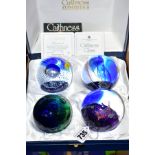 A BOXED SET OF FOUR CAITHNESS LIMITED EDITION PAPERWEIGHTS, 'Elements II' No51/250, to celebrate