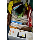 TWO BOXES AND A BAG OF STAMPS, loose in packets and in numerous albums, (good sorter)