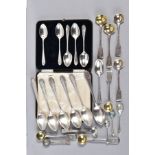 A SELECTION OF SILVER SPOONS, to include a cased set of six teaspoons