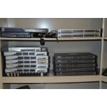 A QUANTITY OF 19'' RACK MOUNTABLE DATA SWITCHES comprising of 5 level one GEU-2429, 5 D-link DGS-