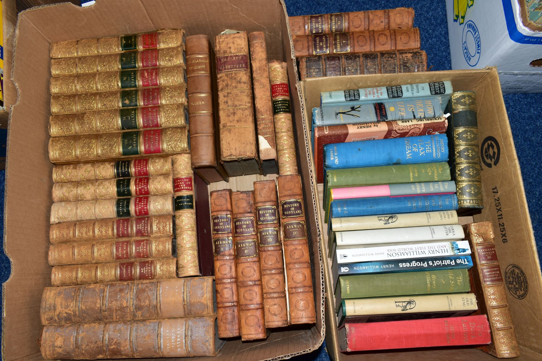 TWO BOXES OF BOOKS, to include Williamson, Henry 'A Clear Water Stream', 'Scribbling Lark', 'How