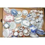 A COLLECTION OF MINIATURE TEA AND DINNER WARES (Salesmans Samples), some Victorian transfer