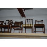 A GEORGIAN MAHOGANY CHIPPENDALE STYLE CHAIR, together with an arched back bergere armchair, Georgian