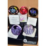 FIVE BOXED CAITHNESS LIMITED EDITION ROYAL COMMEMORATIVE PAPERWEIGHTS, 'Crown' No116/250 (marriage