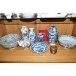 A GROUP OF ORIENTAL ITEMS to include a 19th and 20th Century Chinese and Japanese porcelain vases,