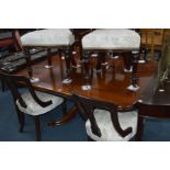 A VICTORIAN MAHOGANY SQUARE TILT TOPPED BREAKFAST TABLE on four scrolled legs, width 151cm x depth