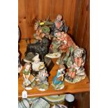 NINE VARIOUS CAPODIMONTE FIGURES/GROUPS, to include a set of four children, one with washing basket,