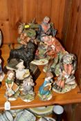 NINE VARIOUS CAPODIMONTE FIGURES/GROUPS, to include a set of four children, one with washing basket,