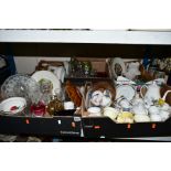 FIVE BOXES AND SUNDRY CERAMICS AND GLASSWARE, to include Wedgwood 'Ice Rose' coffee service, Royal