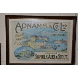 AN ADNAMS & CO LTD BREWERY POSTER, circa 1900, framed