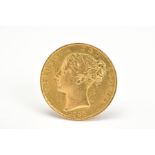 A VICTORIA 1844 FULL SOVEREIGN, with Victoria young head portrait to one side, diameter 22mm,