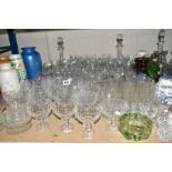 A COLLECTION WEBB CORBETT GLASSWARE, to include hock glasses, wine glasses, sherry glasses,