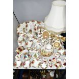 ROYAL ALBERT 'OLD COUNTRY ROSES' MIRROR, table lamps, telephone, clocks, 1998 calendar, vases,