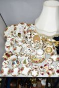 ROYAL ALBERT 'OLD COUNTRY ROSES' MIRROR, table lamps, telephone, clocks, 1998 calendar, vases,