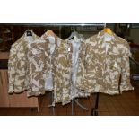 FIVE CURRENT BRITISH ARMY DESERT DPM CAMO LIGHTWEIGHT ZIPPED COMBAT JACKETS/SHIRTS, various sizes